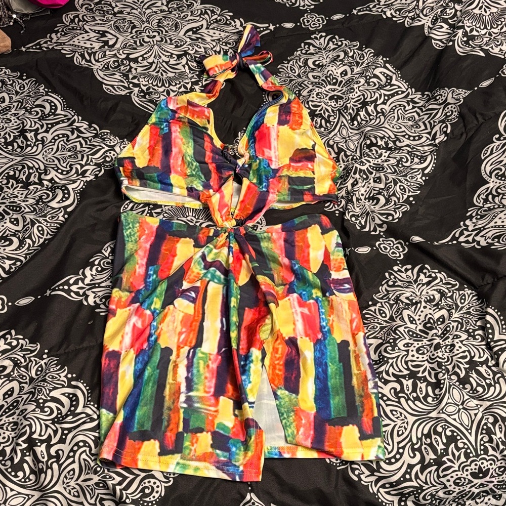 Colorful Halter Dress